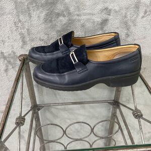 ECCO Navy- Black Leather Clay Women's Button Slip On Loafer Shoe Size EU 39 US 8